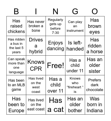 Find someone who… Bingo Card