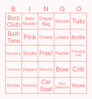 BABY IN BLOOM Bingo Card