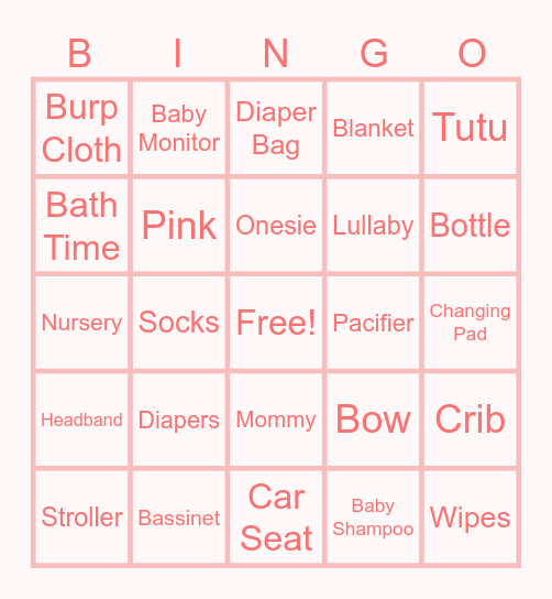 BABY IN BLOOM Bingo Card