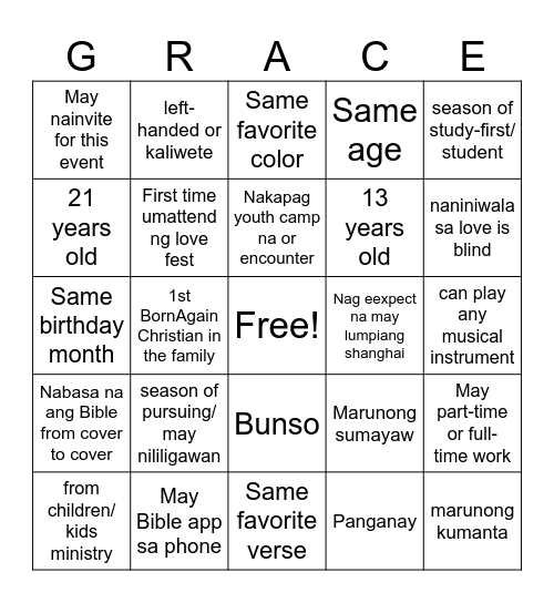LOVE FEST 2026 Bingo Card