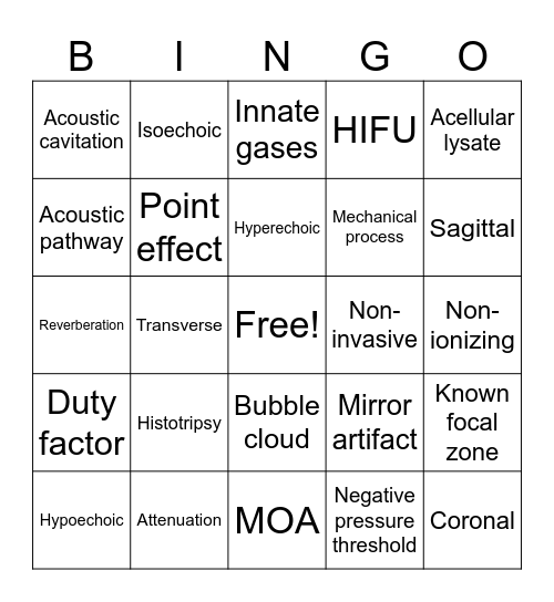 HISTO Bingo Card