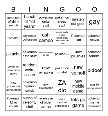 pokemon day bingoo Bingo Card