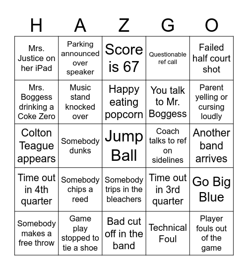 Monday 2/23 Bingo Card