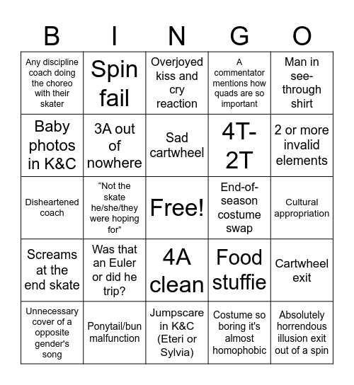 FIGURE SKATING Bingo Card