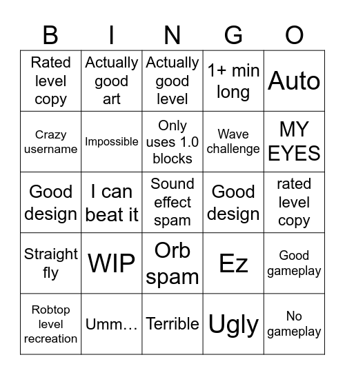 Recent Tab Bingo Card