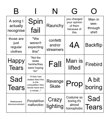 FIGURE SKATING GALA Bingo Card