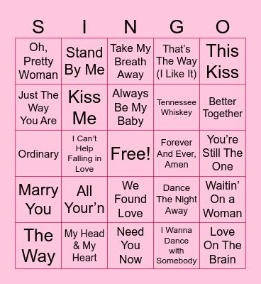 Valentine’s Singo!!! Bingo Card