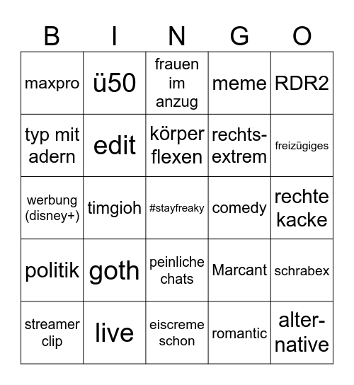 Was'n das fürn Comdyyyy Bingo Card