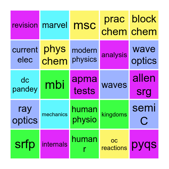 bingo to do Bingo Card