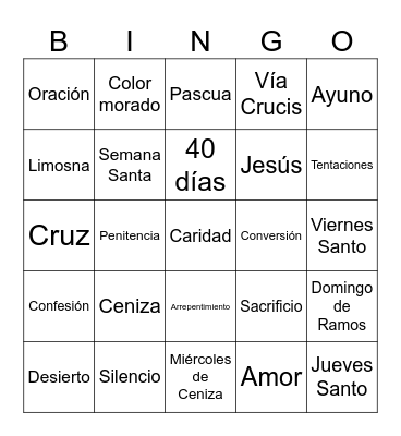 Cuaresma Bingo Card