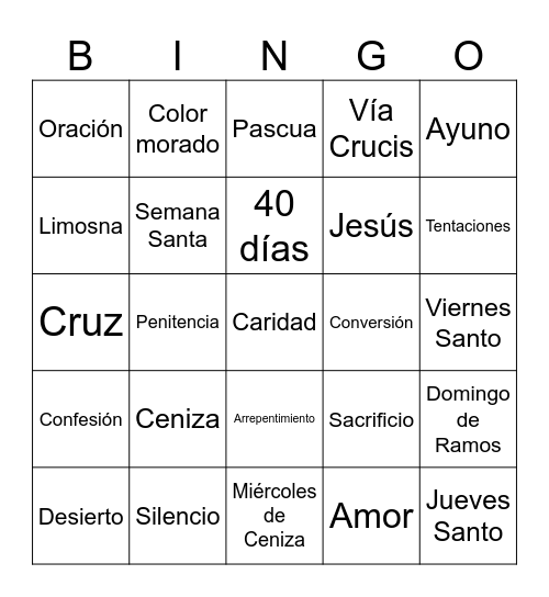 Cuaresma Bingo Card