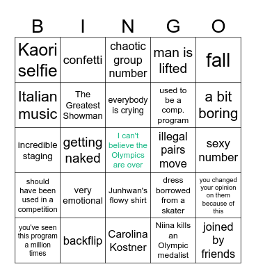 Gala Bingo Card