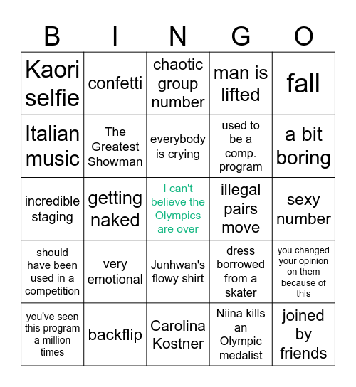 Gala Bingo Card
