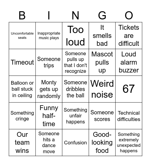 First Basketball Game Bingo Card