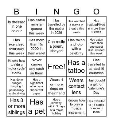 Birthday Bingo Card