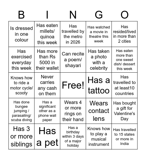 Birthday Bingo Card