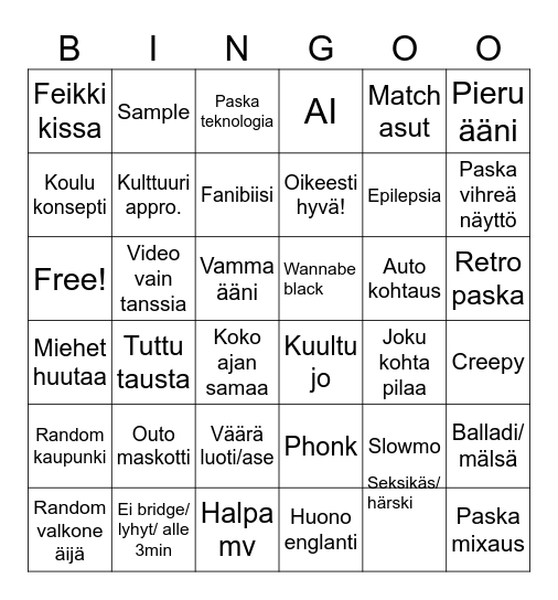 Kpop bingo Card
