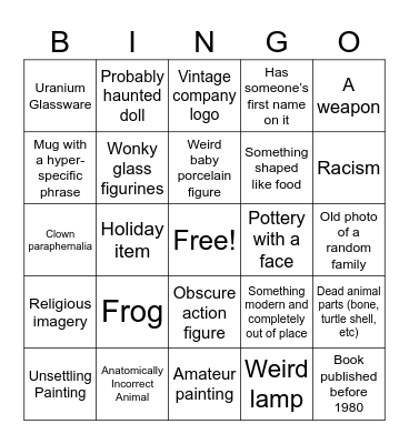 Antique Store Bingo Card