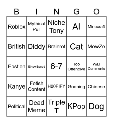 Instagram Reels Bingo Card