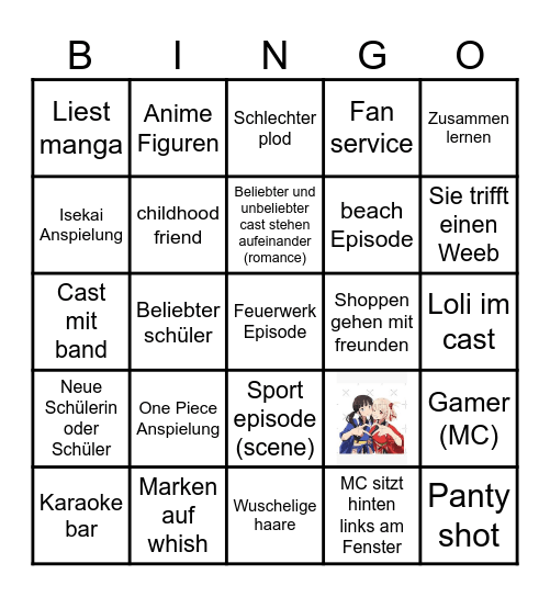 Slice of Life Anime Bingo Card