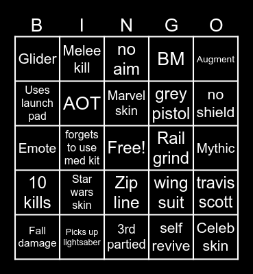 Fortnite Bingo Card