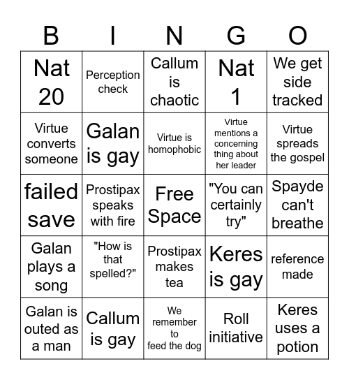 Dirt Court Bingo Card