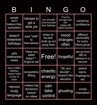 SWITCH BINGO Card