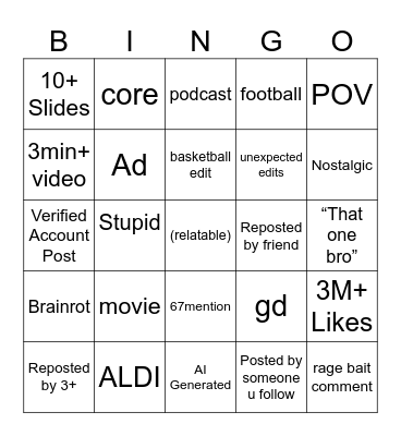 TikTok Bingo 2025 Edition Bingo Card