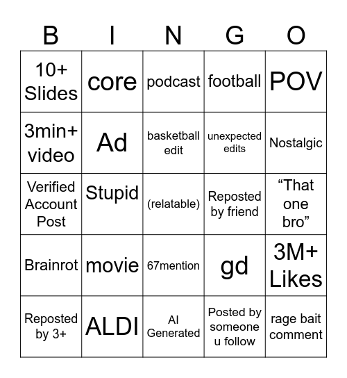 TikTok Bingo 2025 Edition Bingo Card