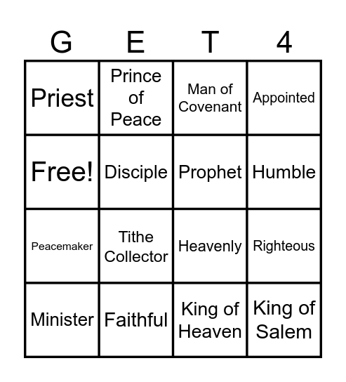 Melchezedek Bingo Card