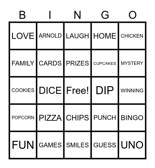 FAMILY GAME NIGHT Bingo Card