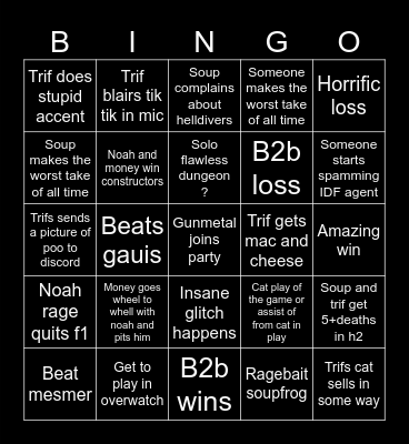 All nighter bingo Card
