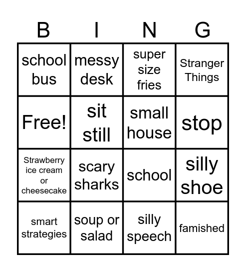 Tier 2 Context Clues Bingo Card
