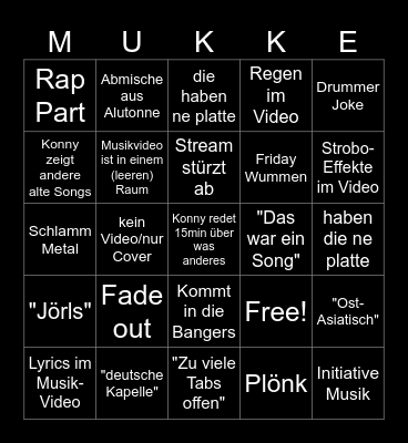 Mukke Freitach Bingo Card