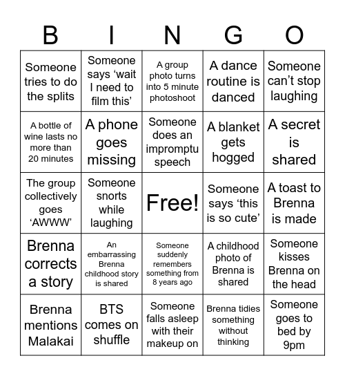 Brenna’s Hens Bingo Card