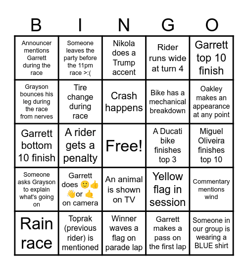 GERLOFF #31 Bingo Card