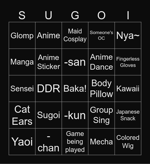 Baka Bingo desu Bingo Card