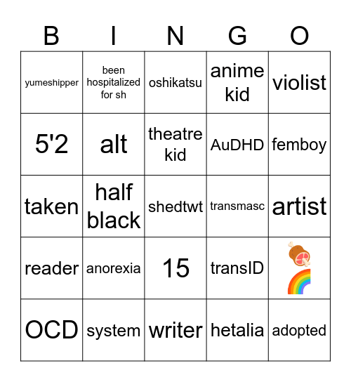 knuckles of shedtwt bingo! Bingo Card