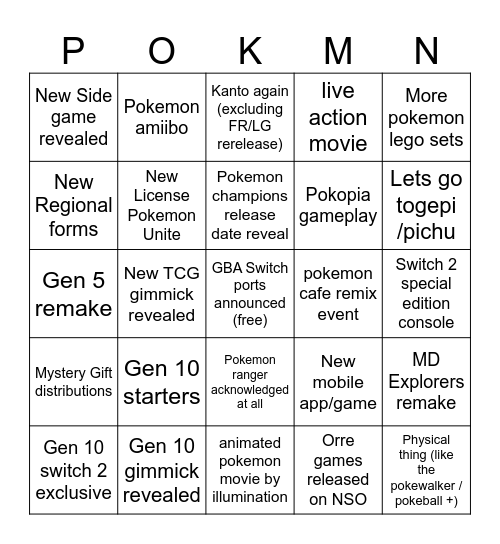 POKEMON DAY BINGO Card