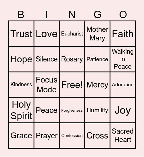 WALKING IN PEACE Bingo Card