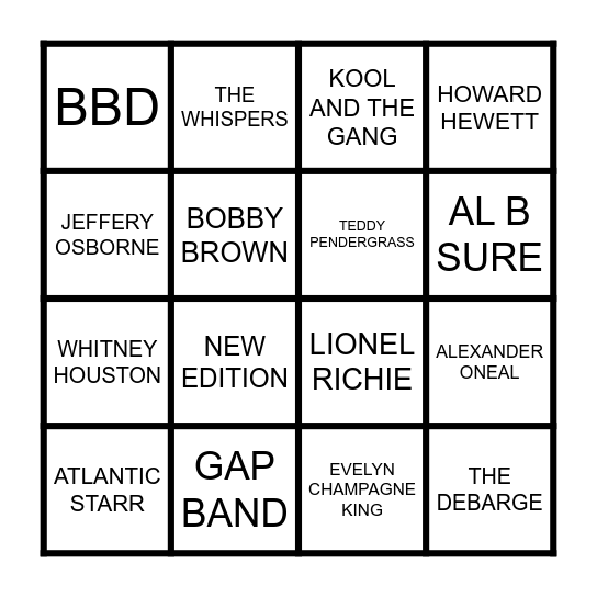 R & B I N G O #60s EDITION Bingo Card