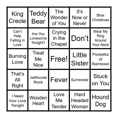 ELVIS Bingo Card