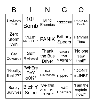 Fortnite Bingo Card