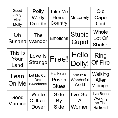 Ole Good Favorites Bingo Card