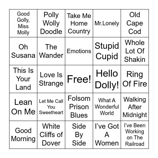 Ole Good Favorites Bingo Card
