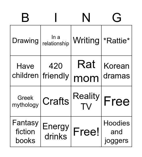Joy's Bingo Card