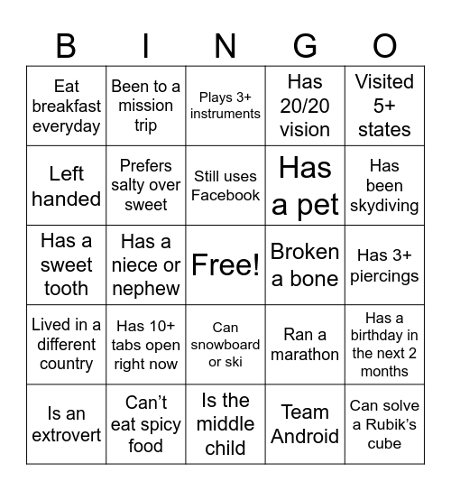 Untitled Bingo Card