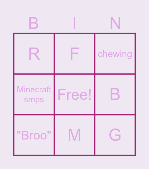 letter bingo Card