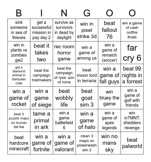 river and deebo gameathon Bingo Card