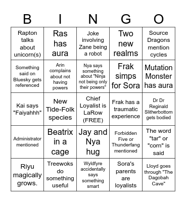 DR Season 4 Part 1 Bingo Card